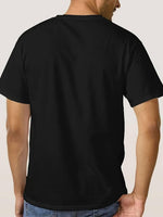 Back view of 67 number six seven meme t-shirt in black, showcasing simple design and fit.