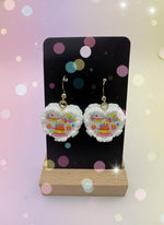 Mini Resin Cake Earrings – Handmade dessert jewelry with colorful cake design and intricate details.