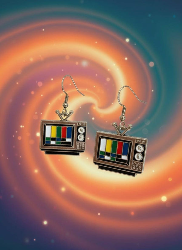 retro tv earrings