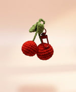 Crocheted cherry keychain