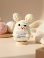 Emotional Support Rabbit by Craft-N-Crumble™, a handmade crochet plush with a positive message.