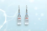 Mini water bottle earrings featuring playful charms, perfect novelty dangle earrings gift for her.