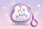 Plush animal coin pouch featuring a cute bunny design with soft plush texture and secure zipper closure.
