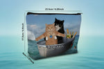 Funny cat makeup bag featuring two cats in a boat with CATANIC design, perfect for travel and cat lovers.