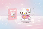 Kawaii mini building blocks DIY set featuring an adorable character figure in a cute pink outfit with packaging.