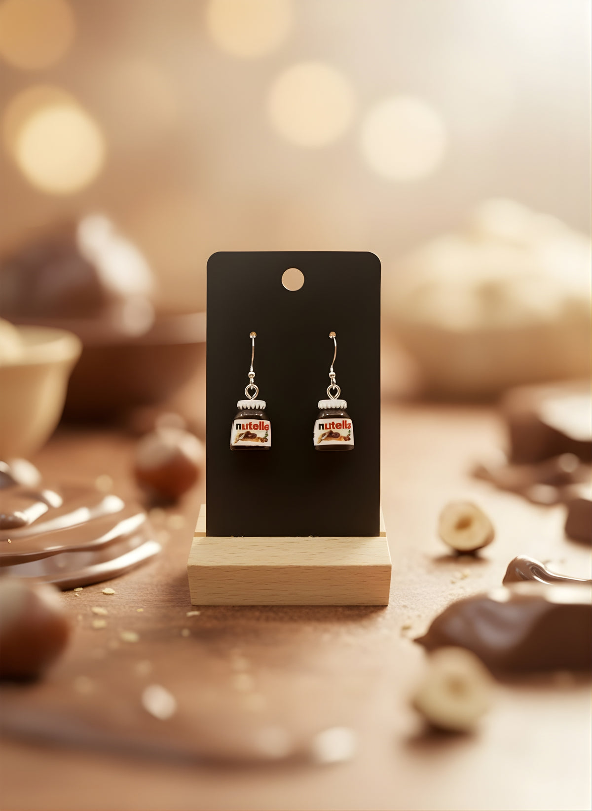Resin Drop Earrings Chocolate Jar Mini Bread Jam Unisex